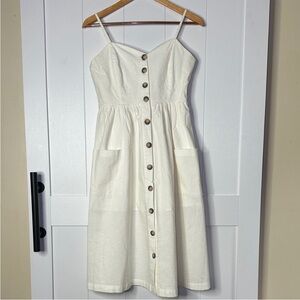 Wishlist Cream Midi Dress with Button Detail